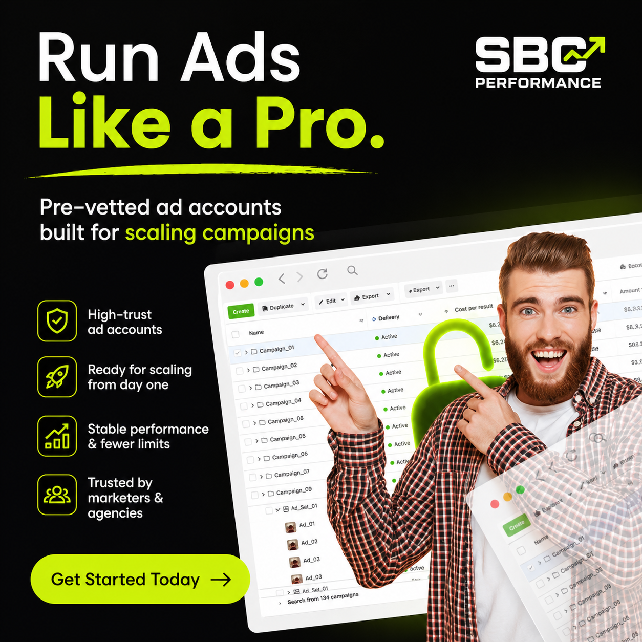 Big Win 43 Facebook ad: SBC Performance, Global Advertising Ecosystem