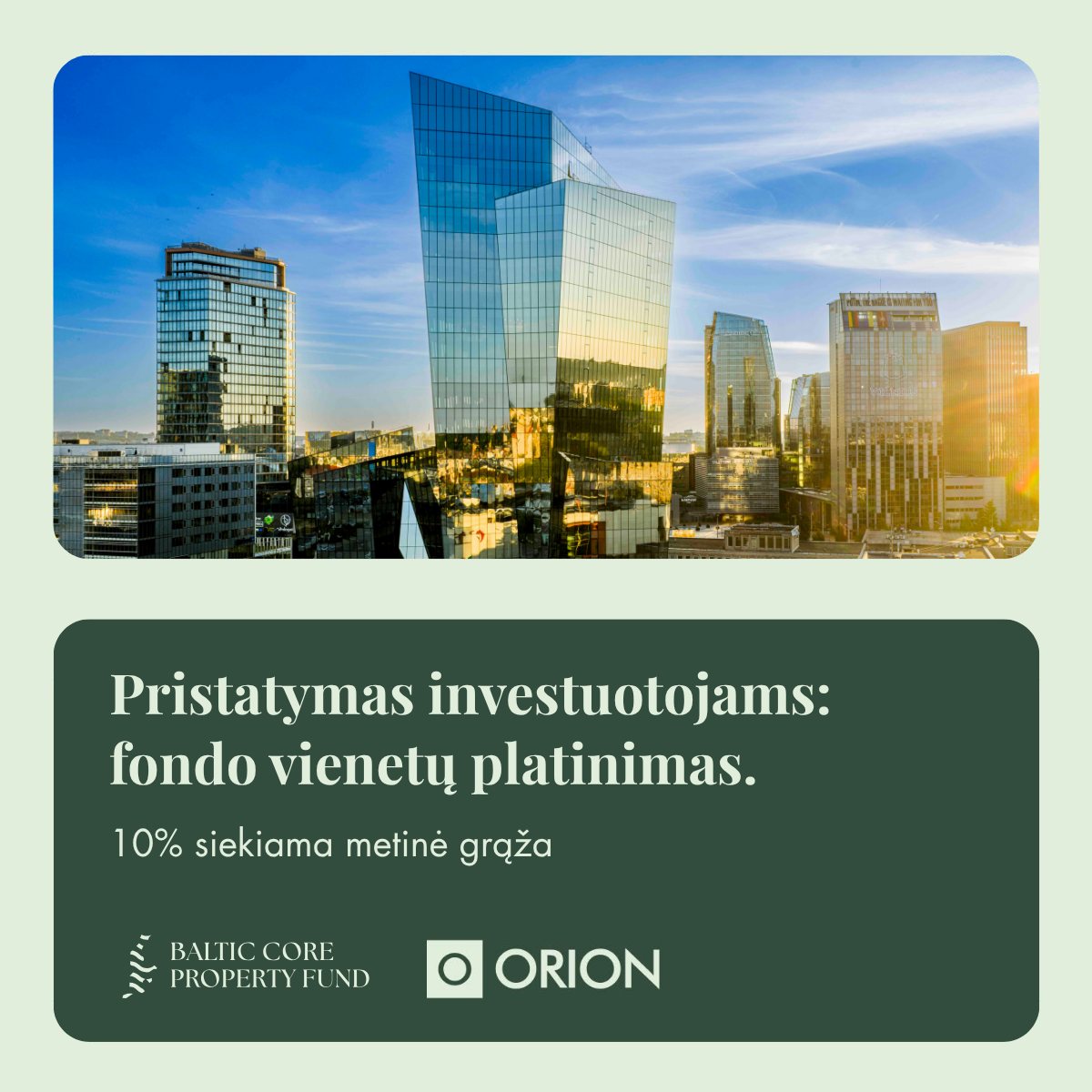 Orion Securities Facebook ad: Viešas NT fondo vienetų platinimas, naujas instrumentas…