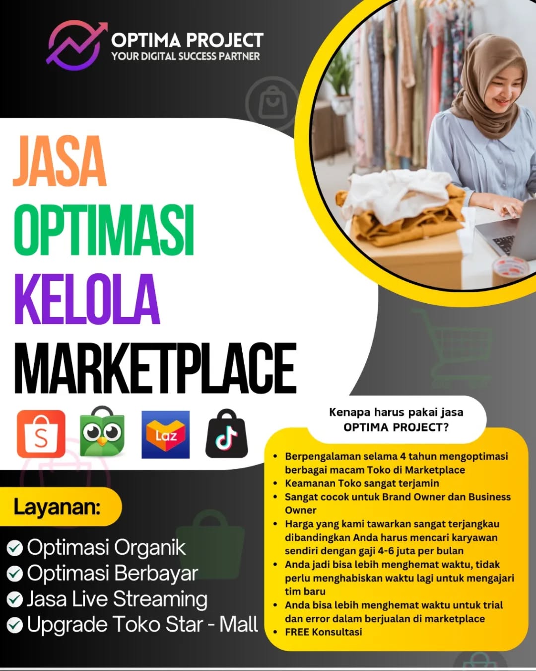 Optima Project Facebook ad: Melejitkan omset Shopee