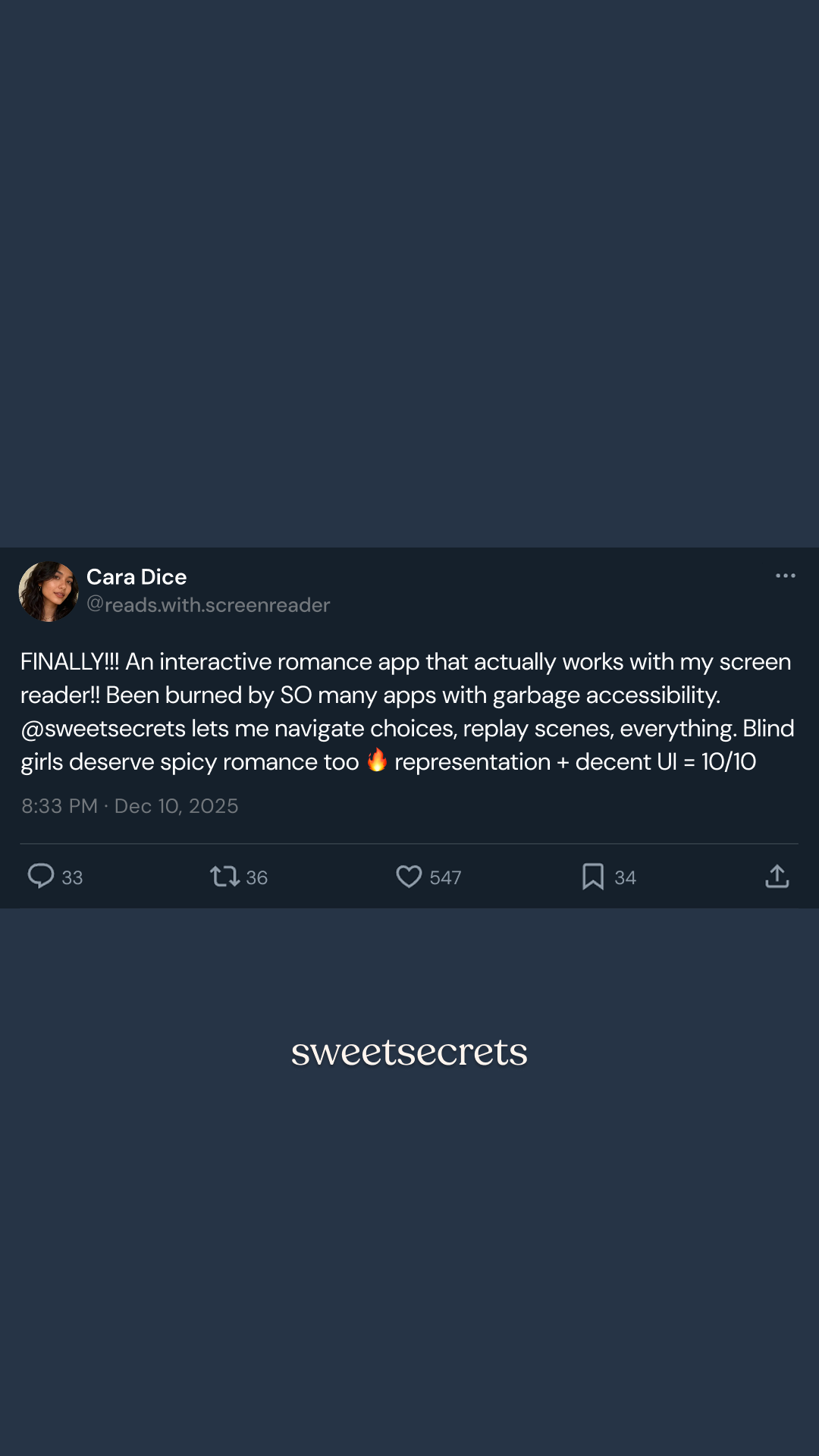 Sweetsecrets Facebook ad