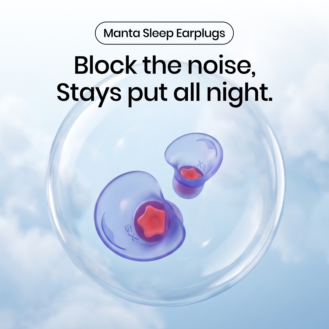 Manta Sleep Facebook ad: Earplugs for side-sleep. Finally.