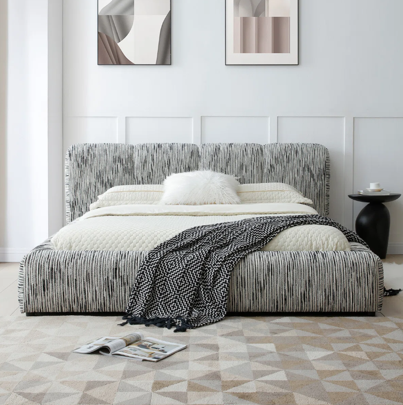 Woodpeckers Furniture Facebook ad: Latitude Run Sienna Upholstered Platform Queen Bed, Low…