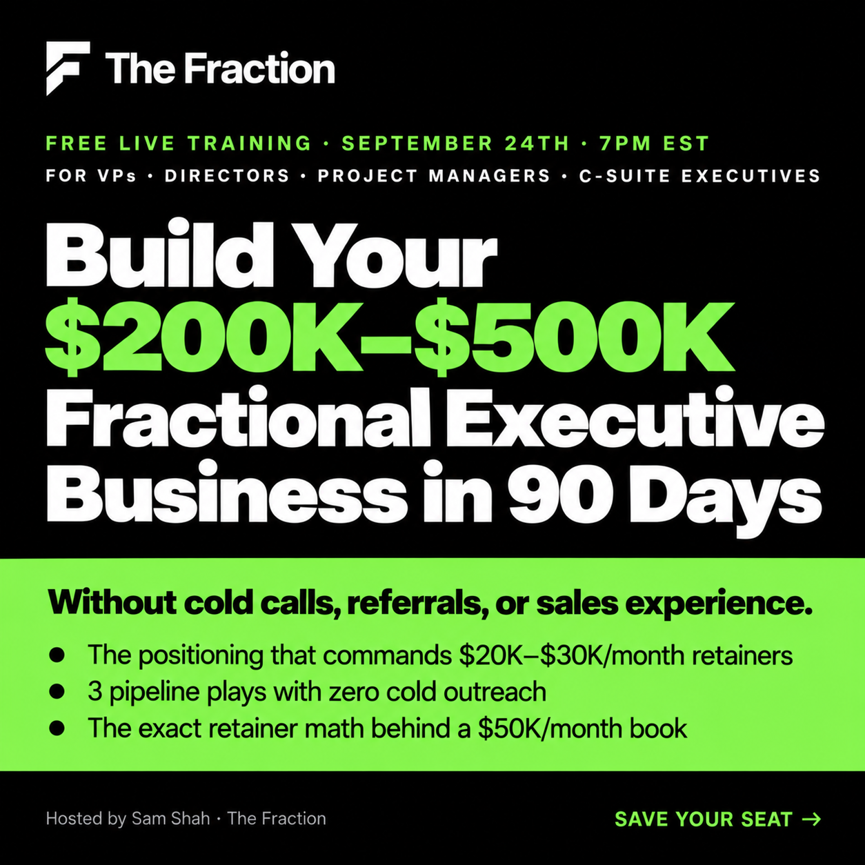 The Fraction Facebook ad: You already know. Now show up. September 24th · 7PM EST.
