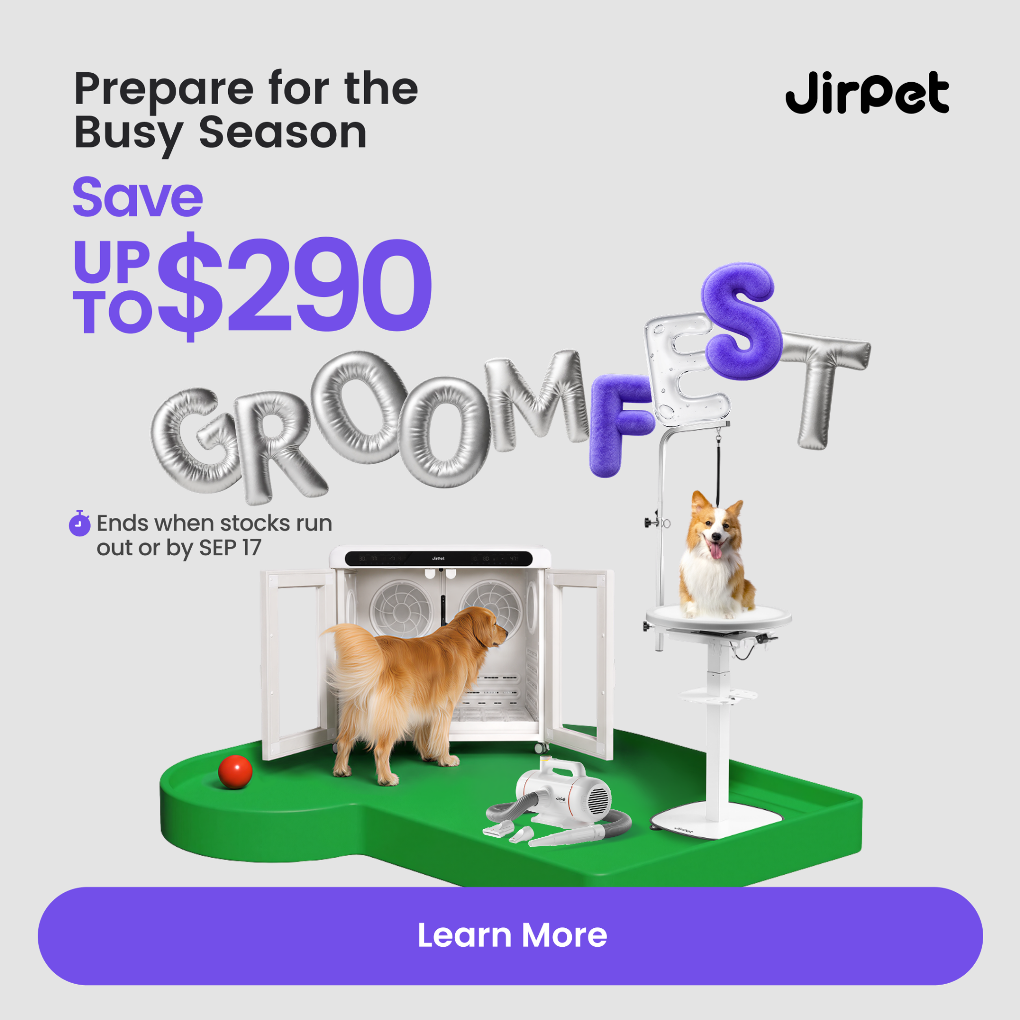 JirpetOfficial Facebook ad: UP TO $290 OFF Pet Grooming Supplies