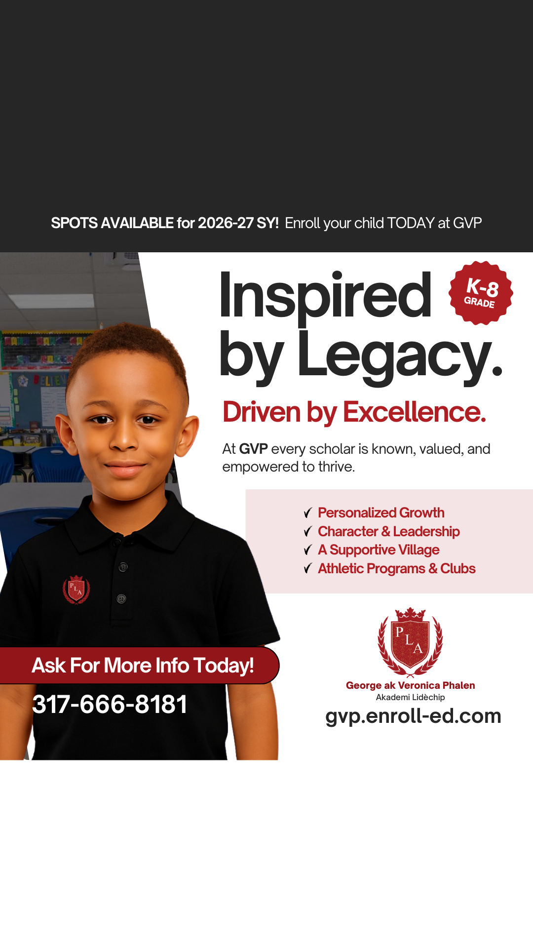 George and Veronica Phalen Leadership Academy Facebook ad