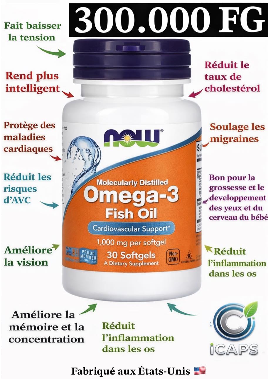 ICaps Online Facebook ad: OMEGA-3 pour la santé du cerveau, du coeur…