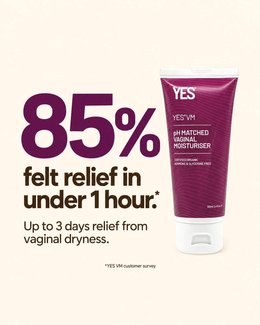 YES - The Organic Intimacy Company Facebook ad: Long-lasting relief, naturally.