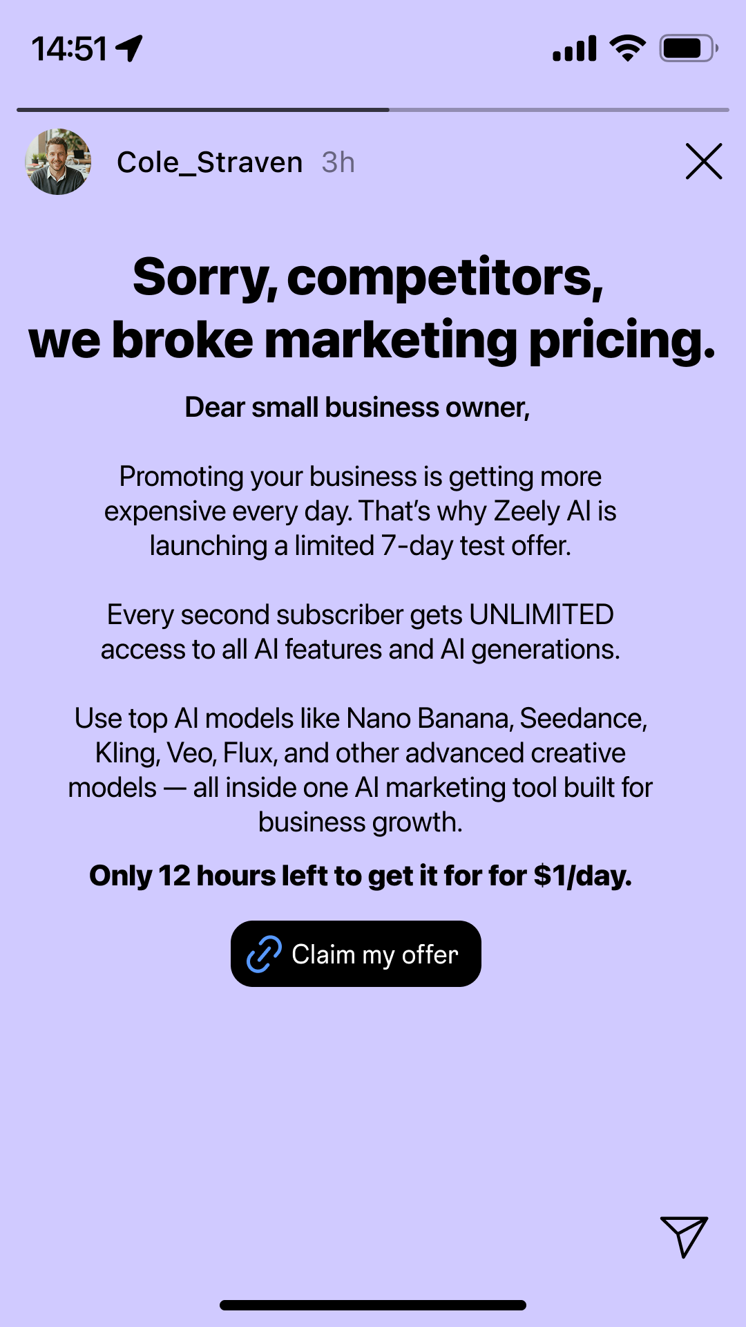 Zeely Facebook ad