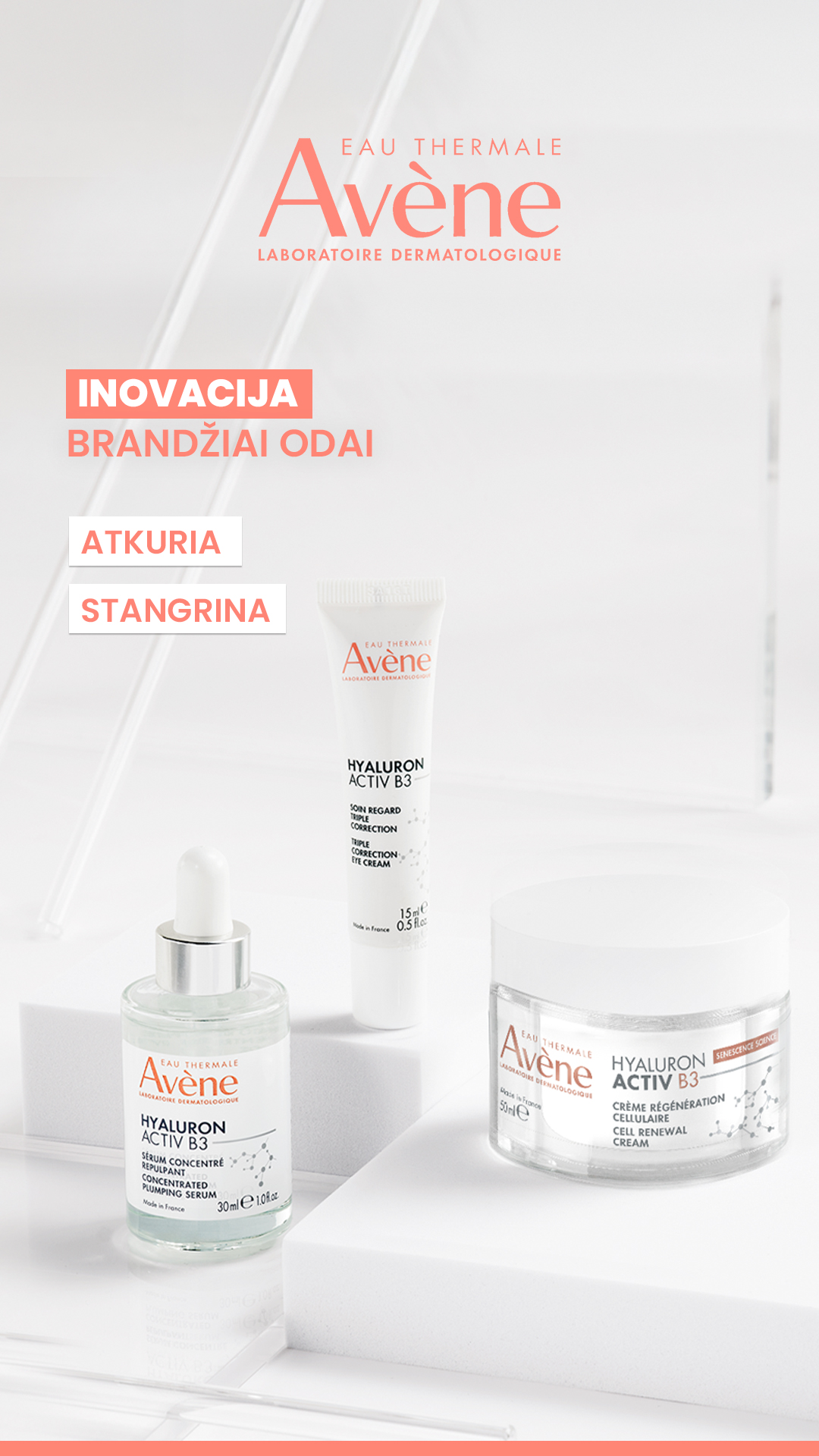 Eau Thermale Avene Lietuva Facebook ad: Hyaluron Activ B3