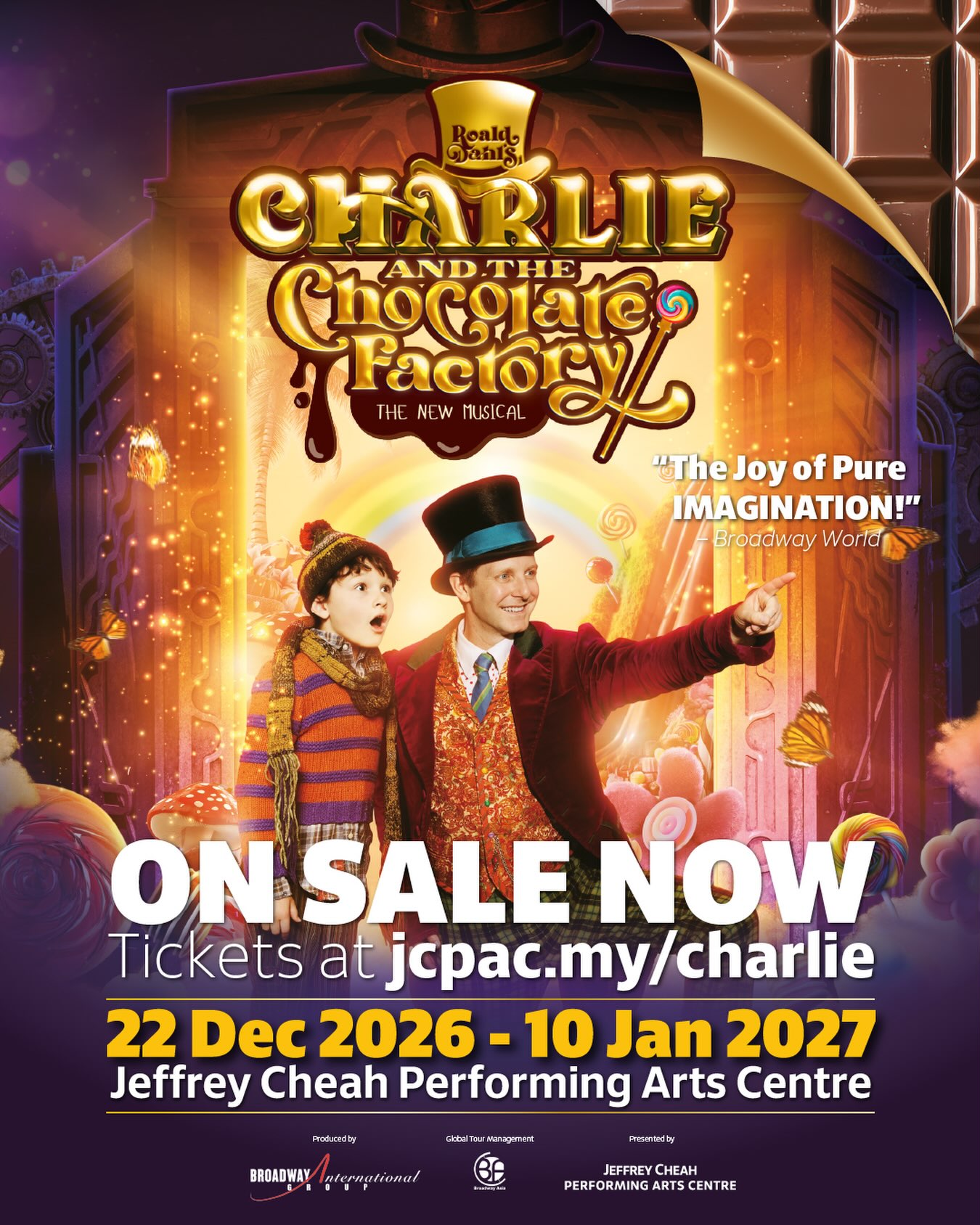 Jeffrey Cheah Performing Arts Centre Facebook ad: CHARLIE AND THE CHOCOLATE FACTORY MUSICAL - CloudJoi
