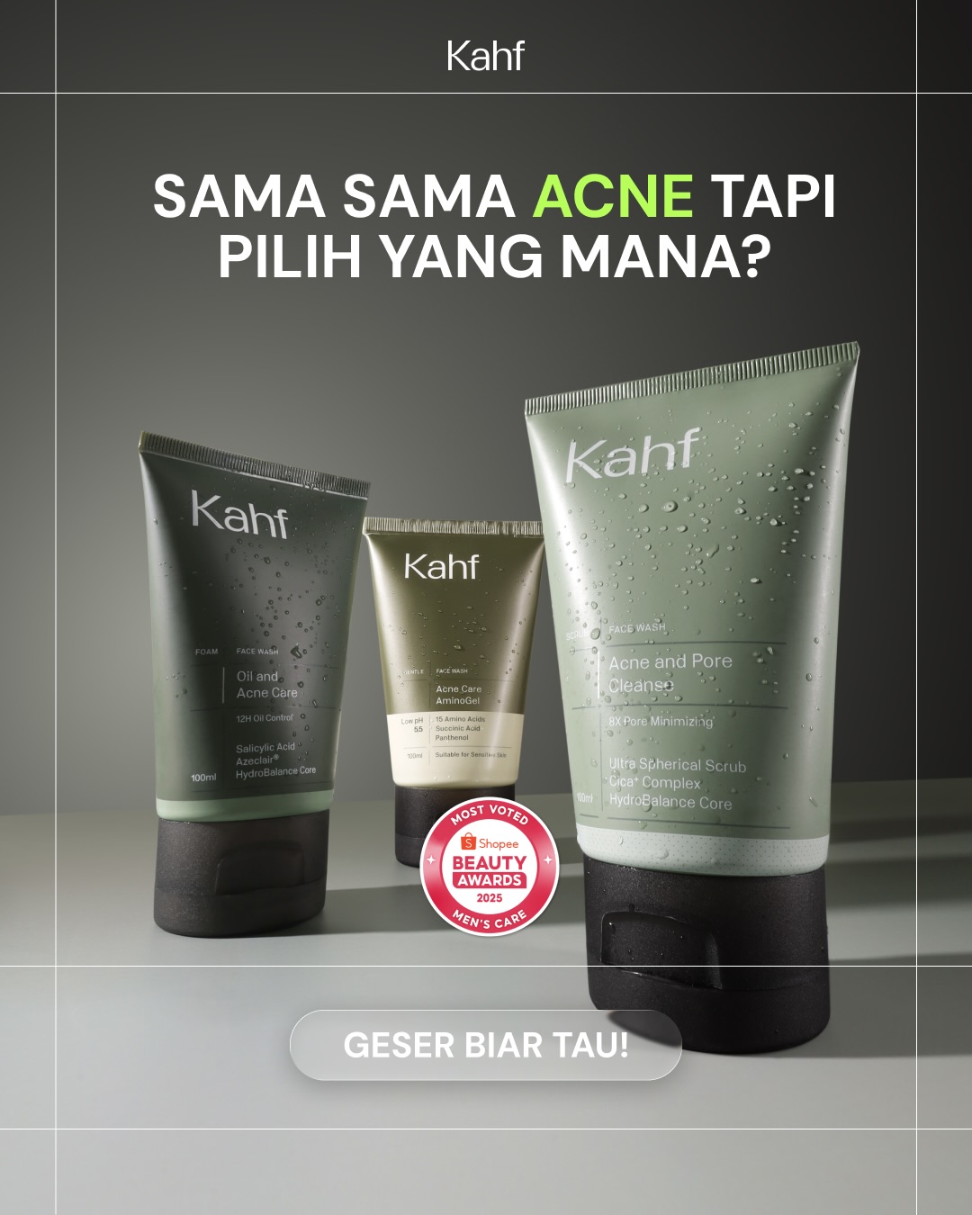 Kahf Everyday Facebook ad: Sama sama buat jerawat, Tapi sesuaikan sama kebutuhan…