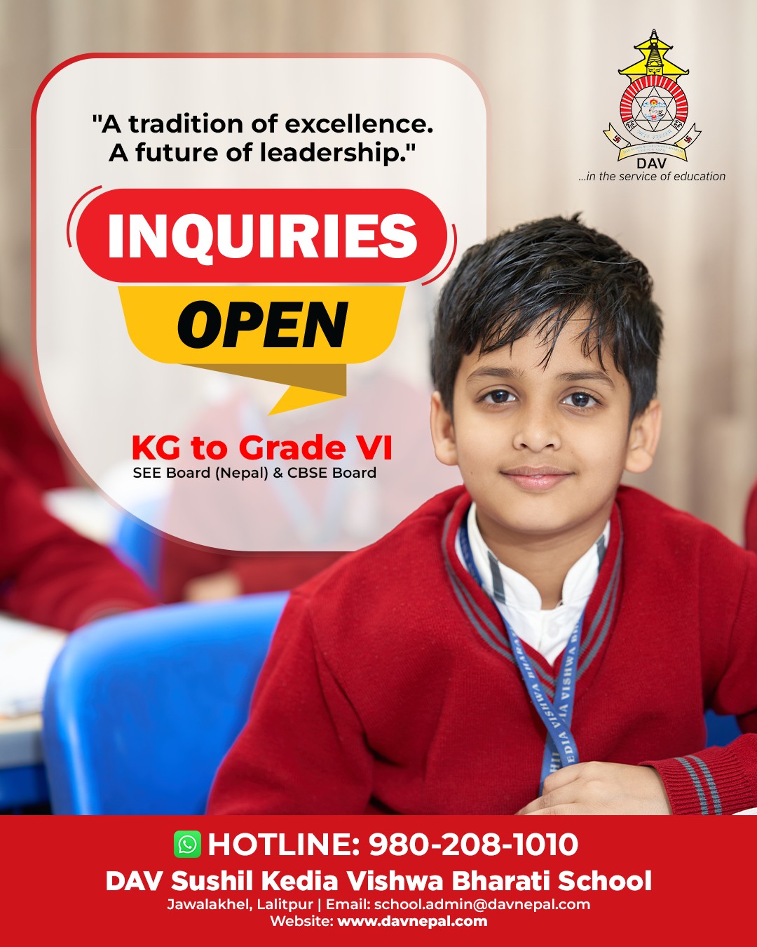 DAV Sushil Kedia Vishwa Bharati School Facebook ad: Your Questions, Their Future.