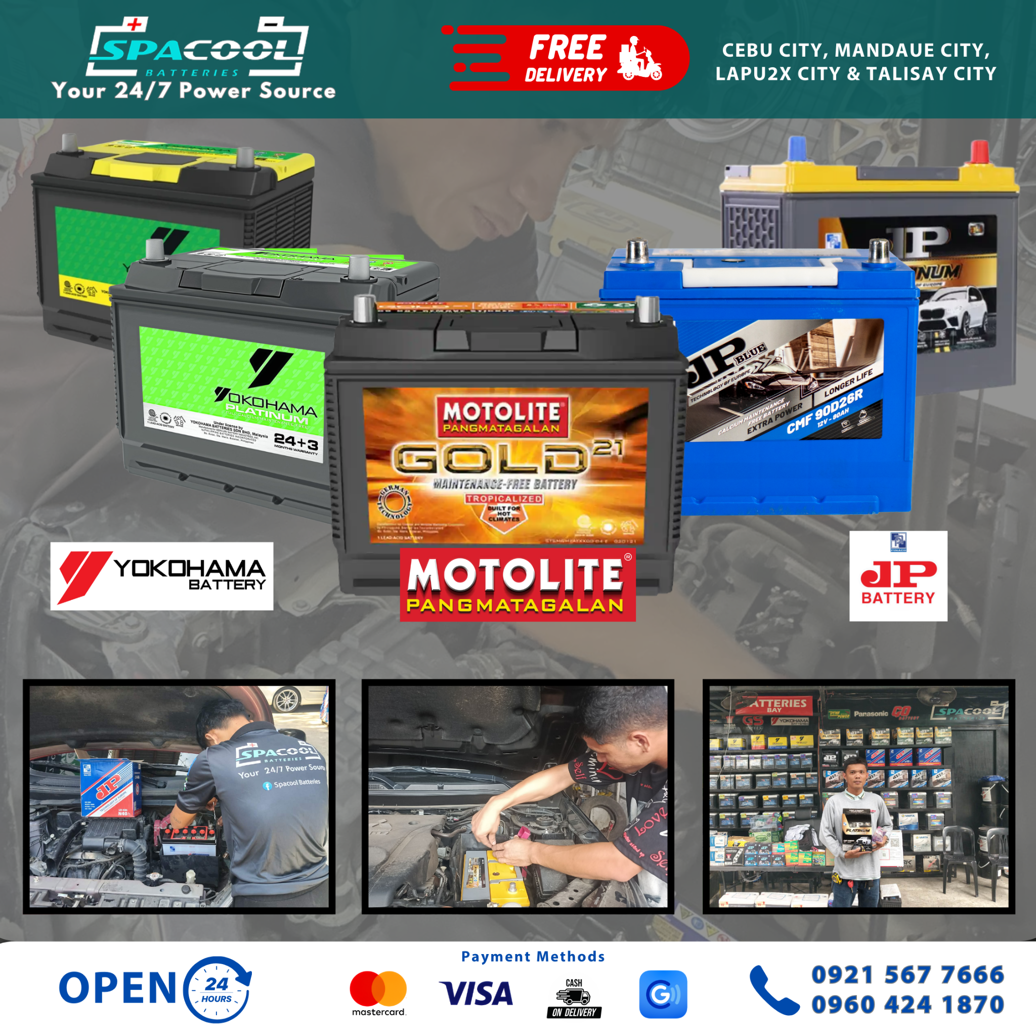 Spacool Batteries Facebook ad: Stay Powered, Drive Further