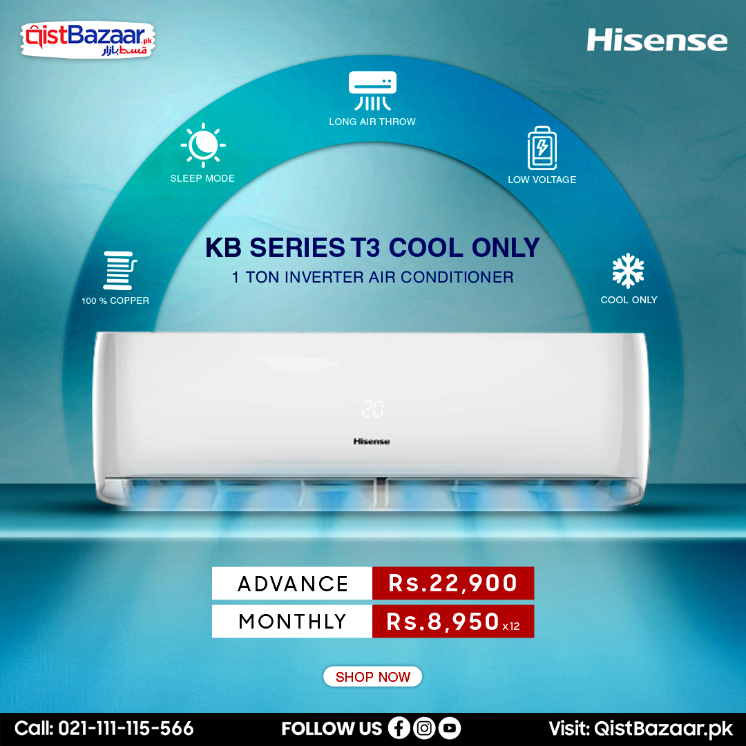 Qistbazaar.pk Facebook ad: Garmi shuru ho chuki hai… AC ka intezam…