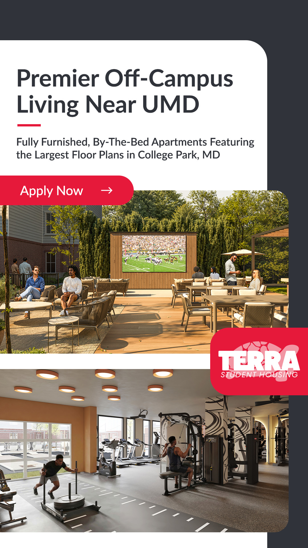 Terra Student Housing Facebook ad from Aug 14, 2026