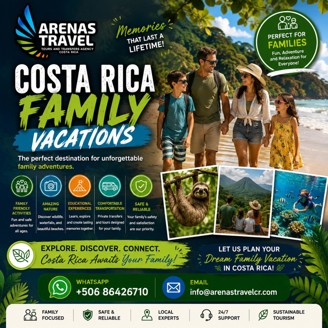 Tours & transportation Arenas Travel Costa Rica Facebook ad: Create memories your family will cherish forever in…
