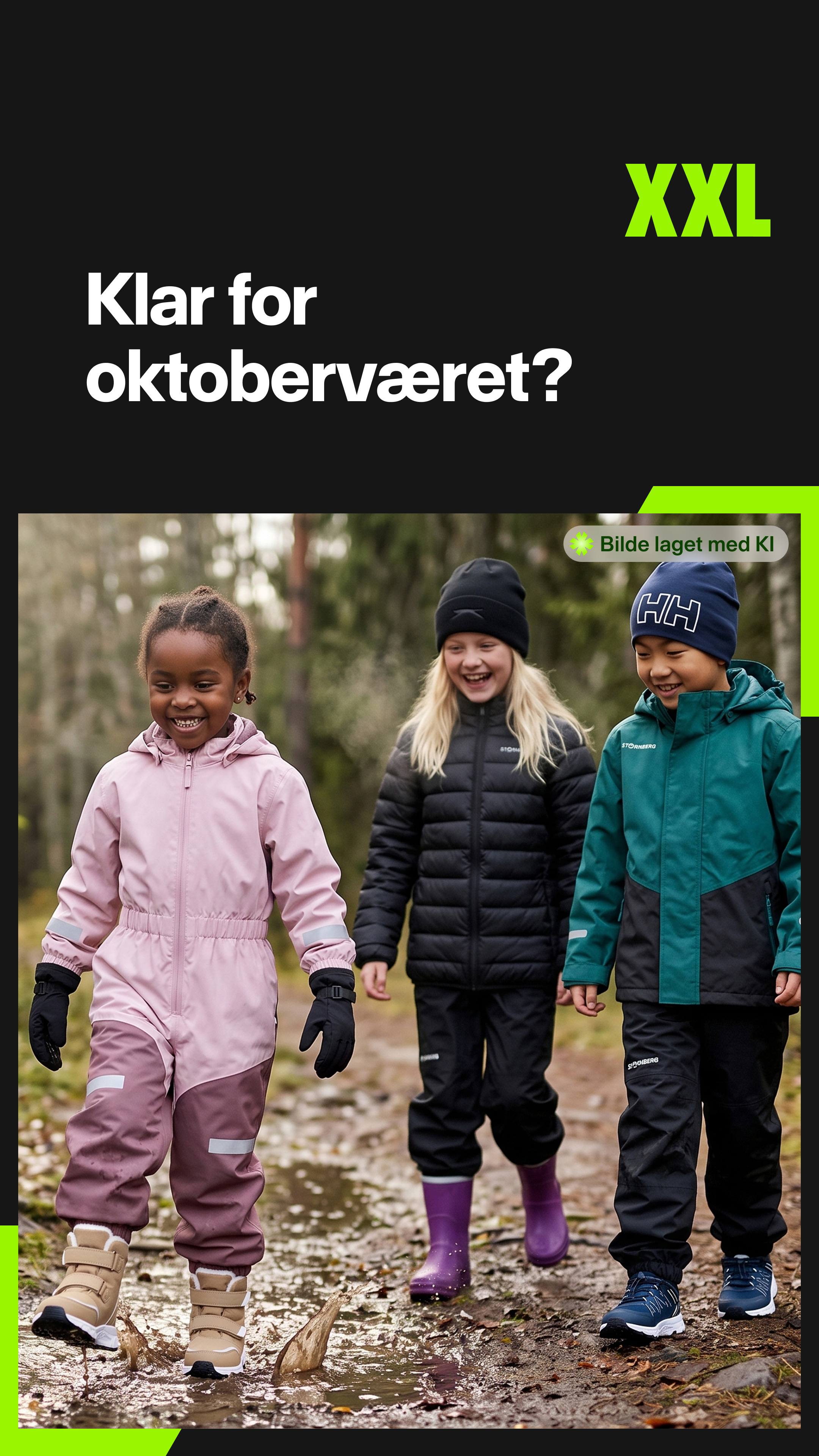 XXL Sport & Villmark Facebook ad: Oktober er på vei, er barnet ditt kledd riktig?