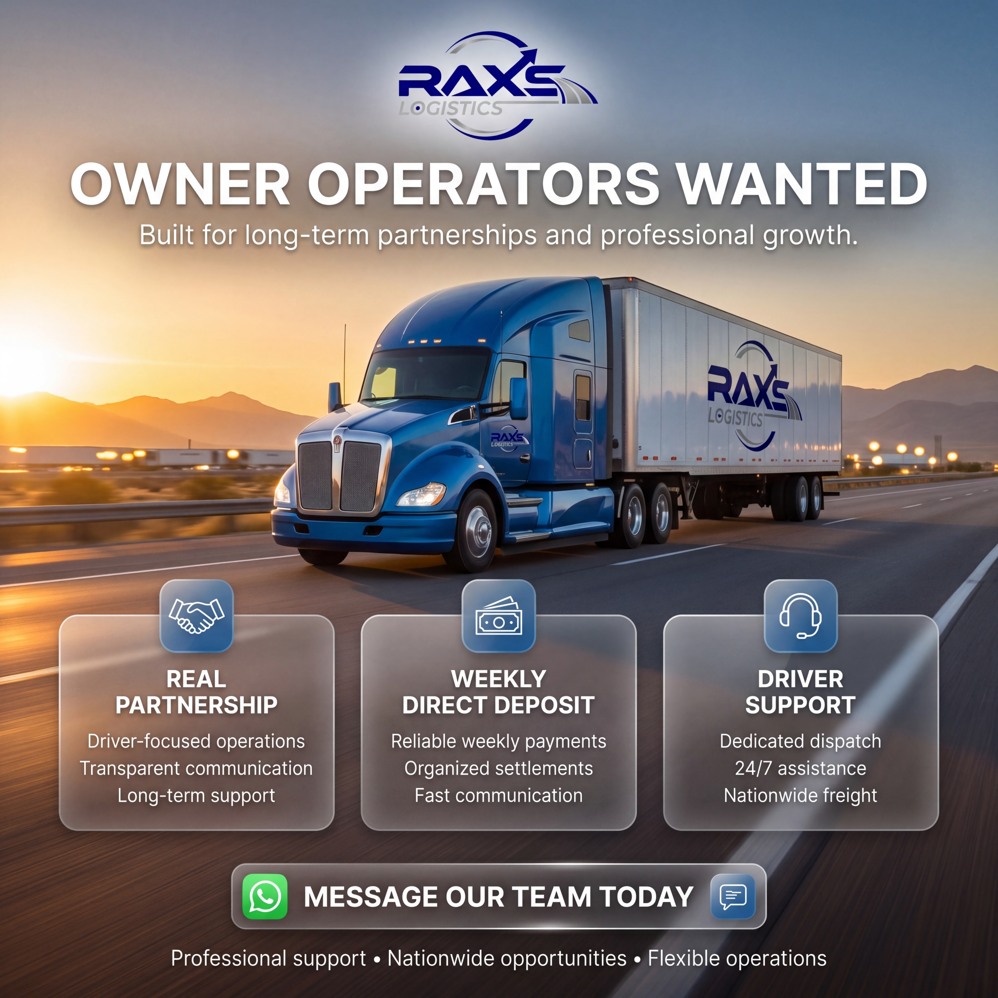 Raxsup Logistics Facebook ad from May 21, 2026