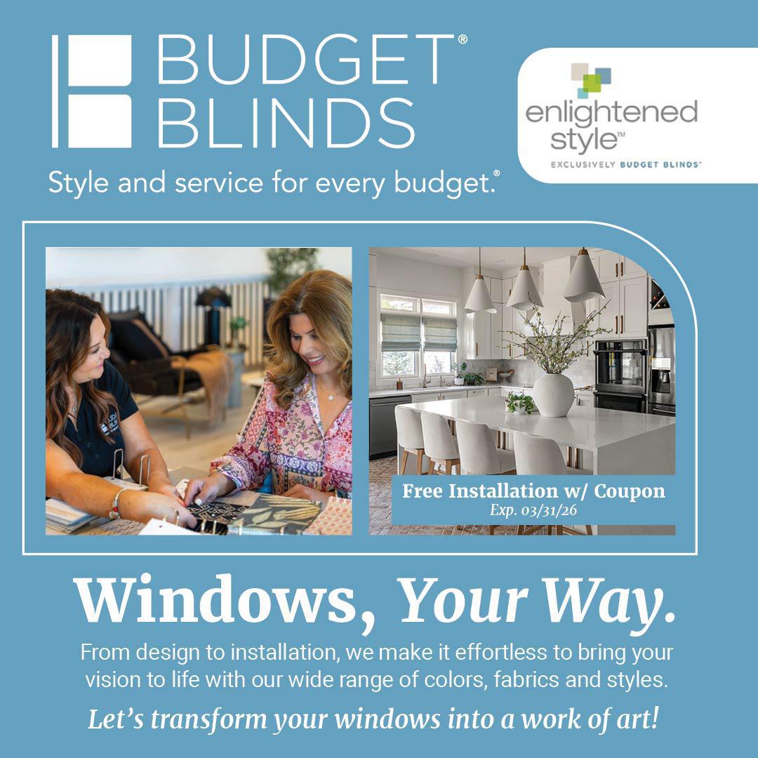 Budget Blinds of Ocean City Facebook ad: Style your space your way with custom window…