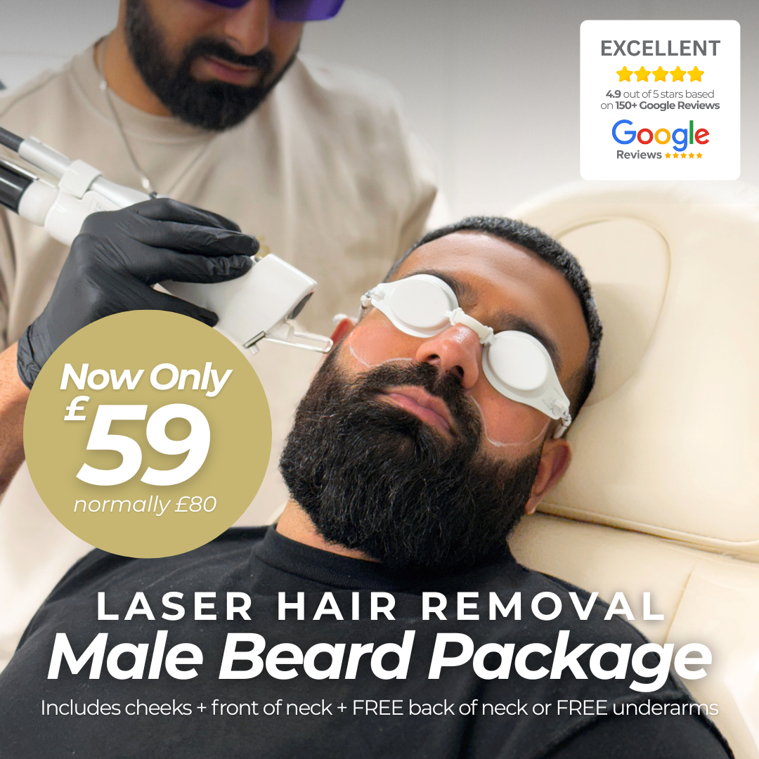 Queens Laser And Skin Facebook ad: Men’s Laser Hair Removal Packages Available Now
