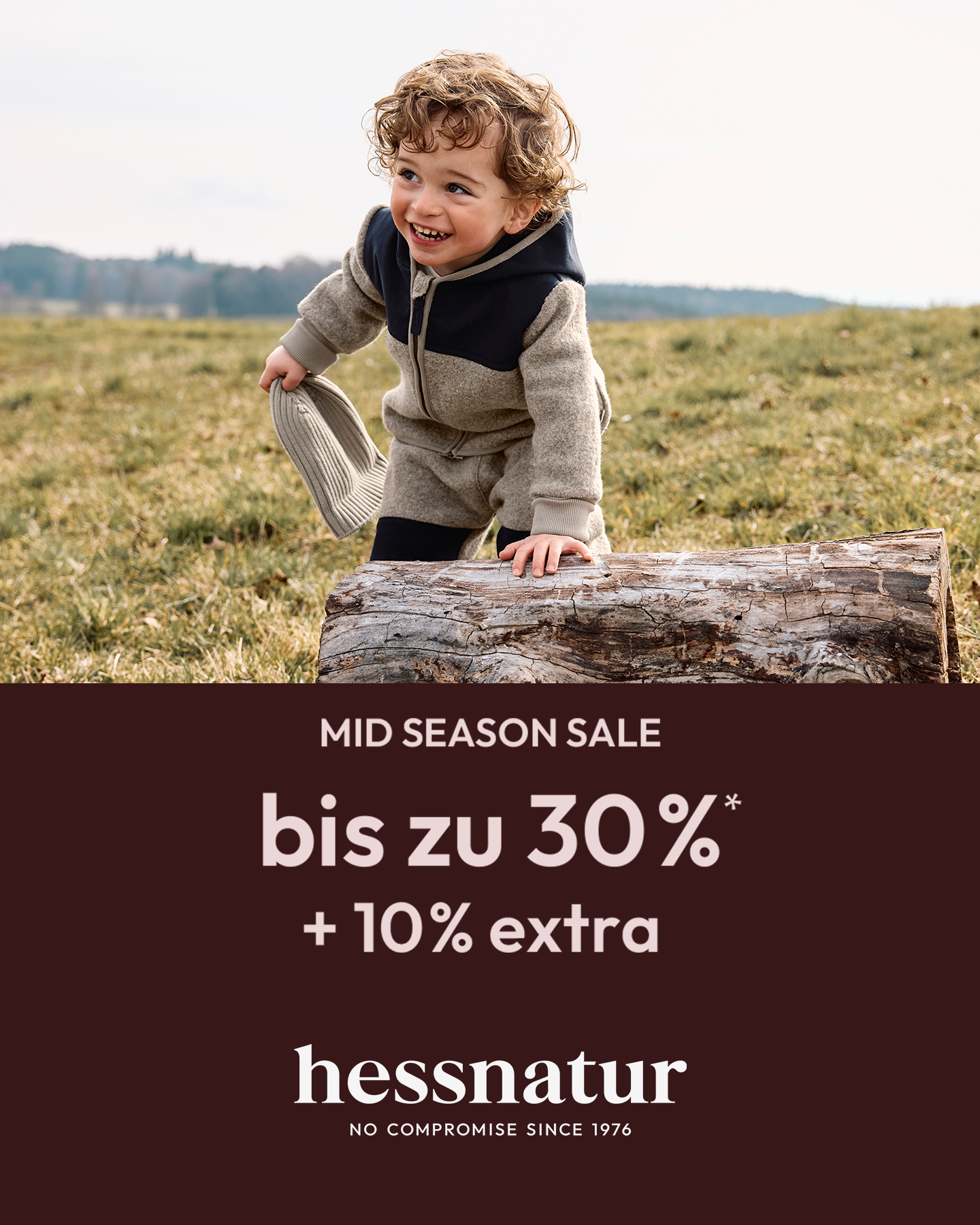 hessnatur Facebook ad: bis zu 30% + 10%* Rabatt im Sale