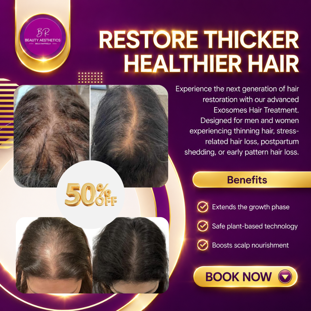 BR Beauty Aesthetics Facebook ad: 50% OFF | Advanced Hair Exosome Therapy