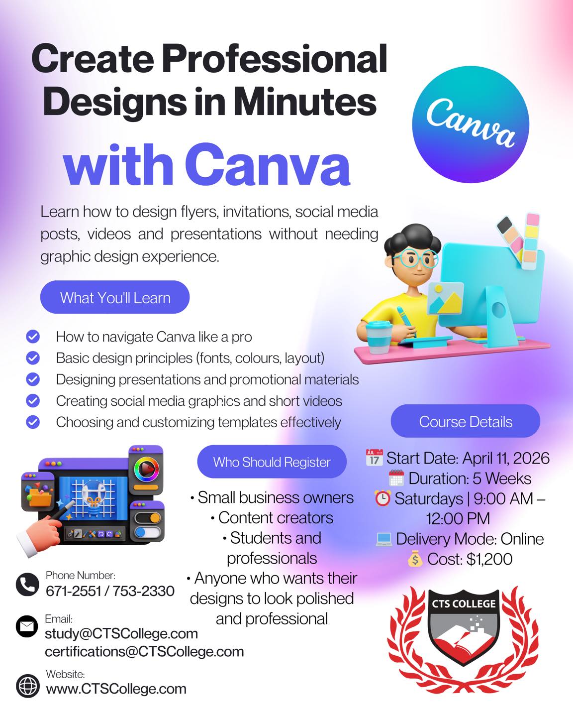 CTS College of Business and Computer Science Ltd - Official Facebook ad: Canva Essentials Certification Course