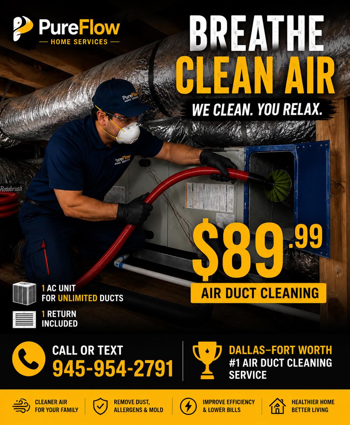 PureFlow Home Services DFW Facebook ad: What’s hiding inside your air ducts?