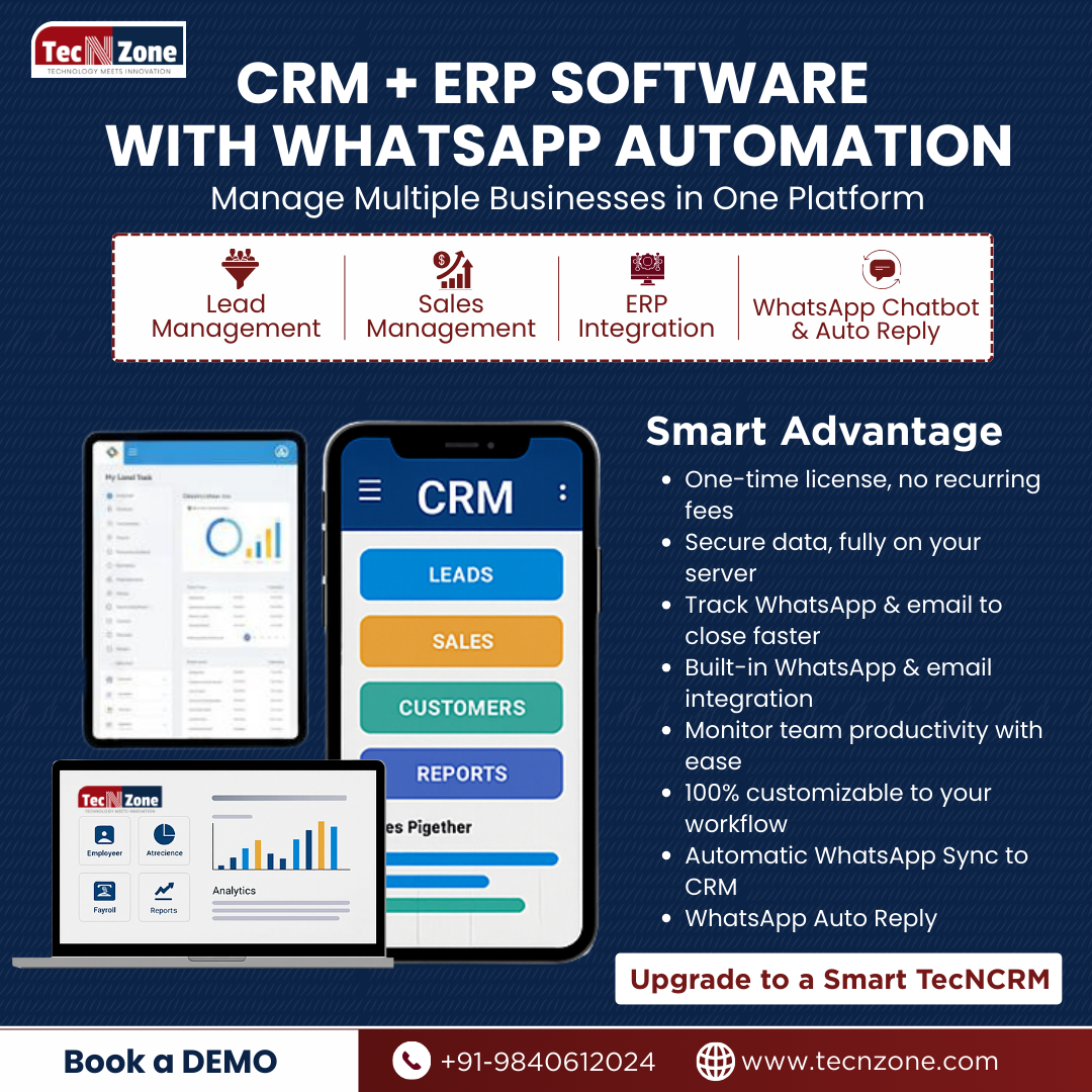 TecNzone Facebook ad: Everything Your Business Needs in One CRM