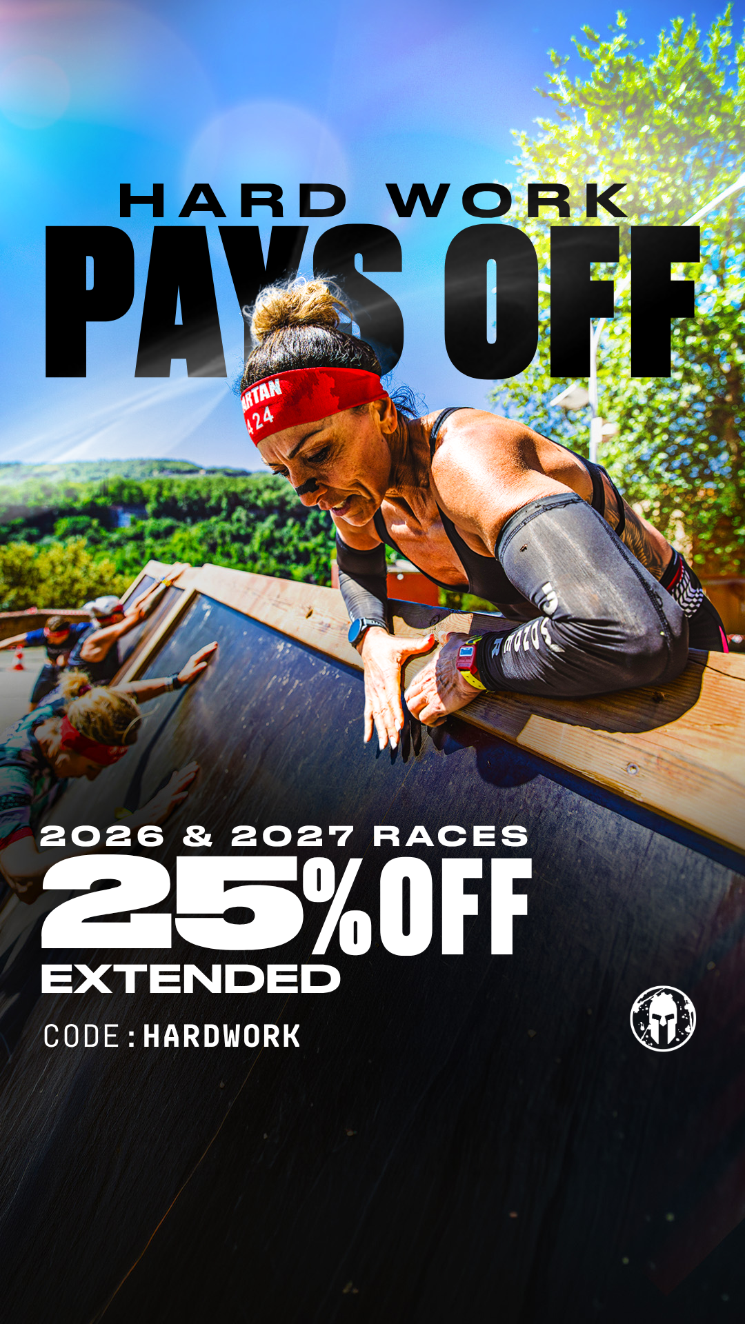 Spartan Race UK Facebook ad: Hard Work Sale Extended