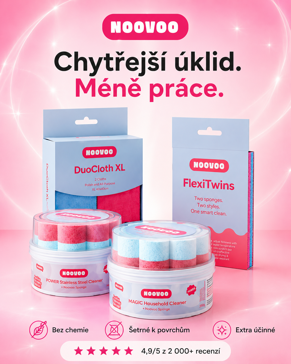 Noovoo Facebook ad: Jedna pasta místo několika různých čističů.