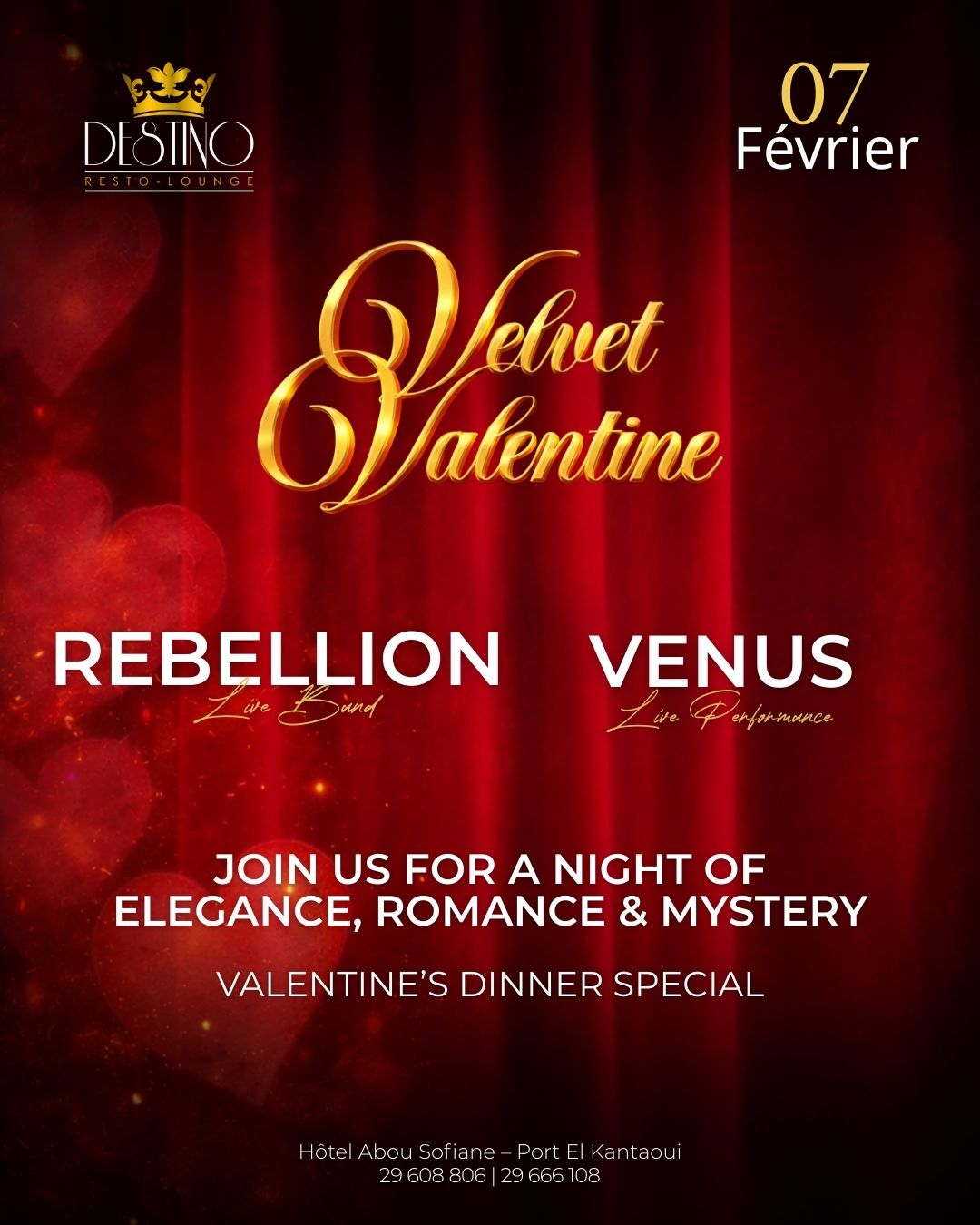 Destino Resto Lounge Facebook ad: Velvet Valentine
