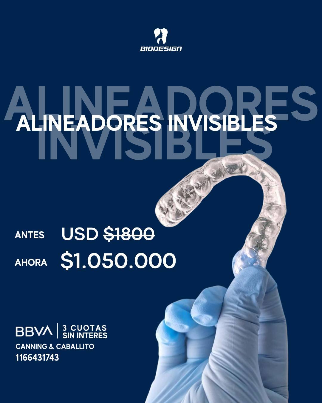 Biodesign Facebook ad: Alineadores invisibles con precio especial