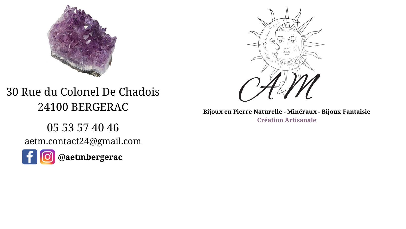 A&M Bergerac Facebook ad: Création artisanale de bijoux pierres semi-fines / bijoux…