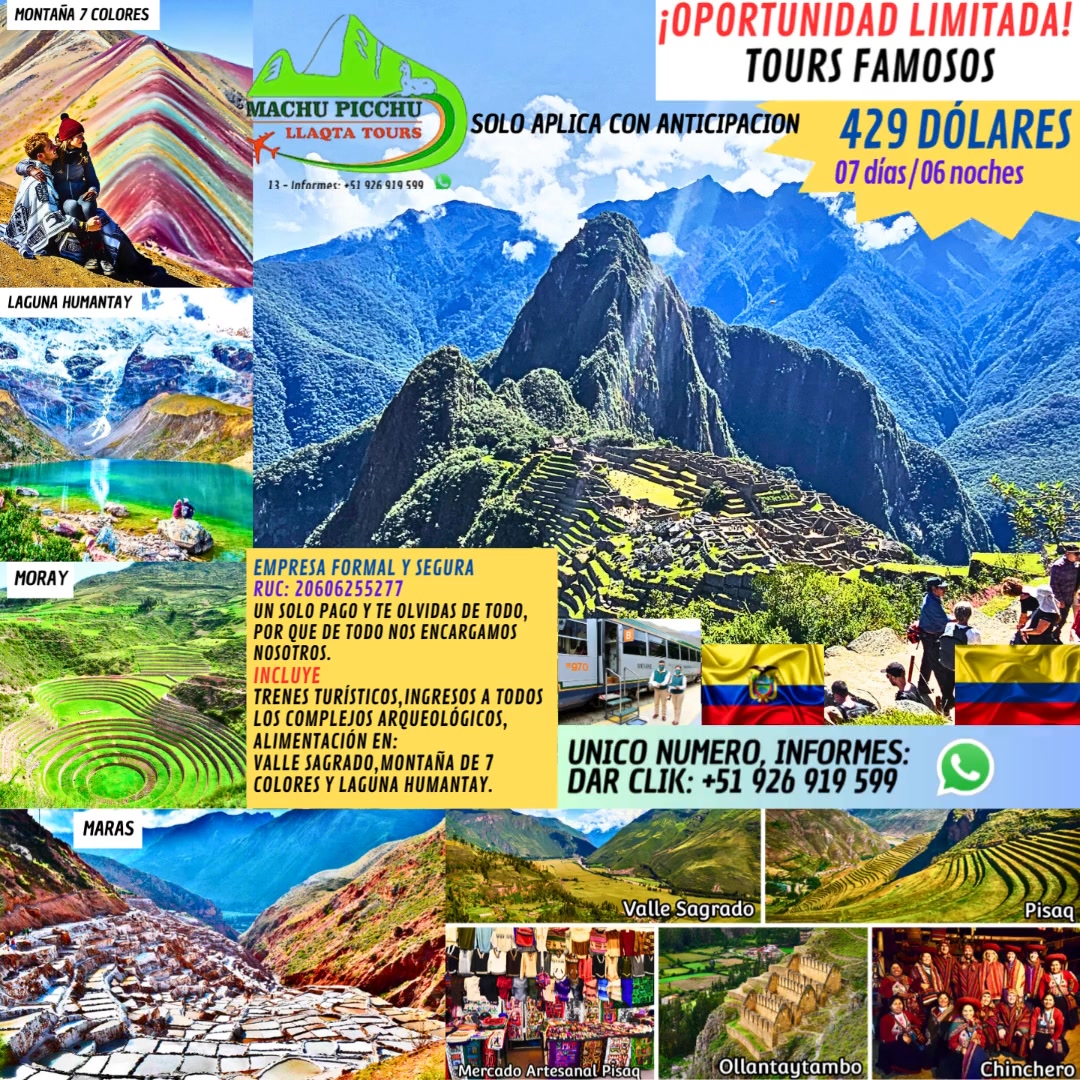 Machupicchu llaqta tours Facebook ad: INFORMES: CLICK EN WHATSS.P