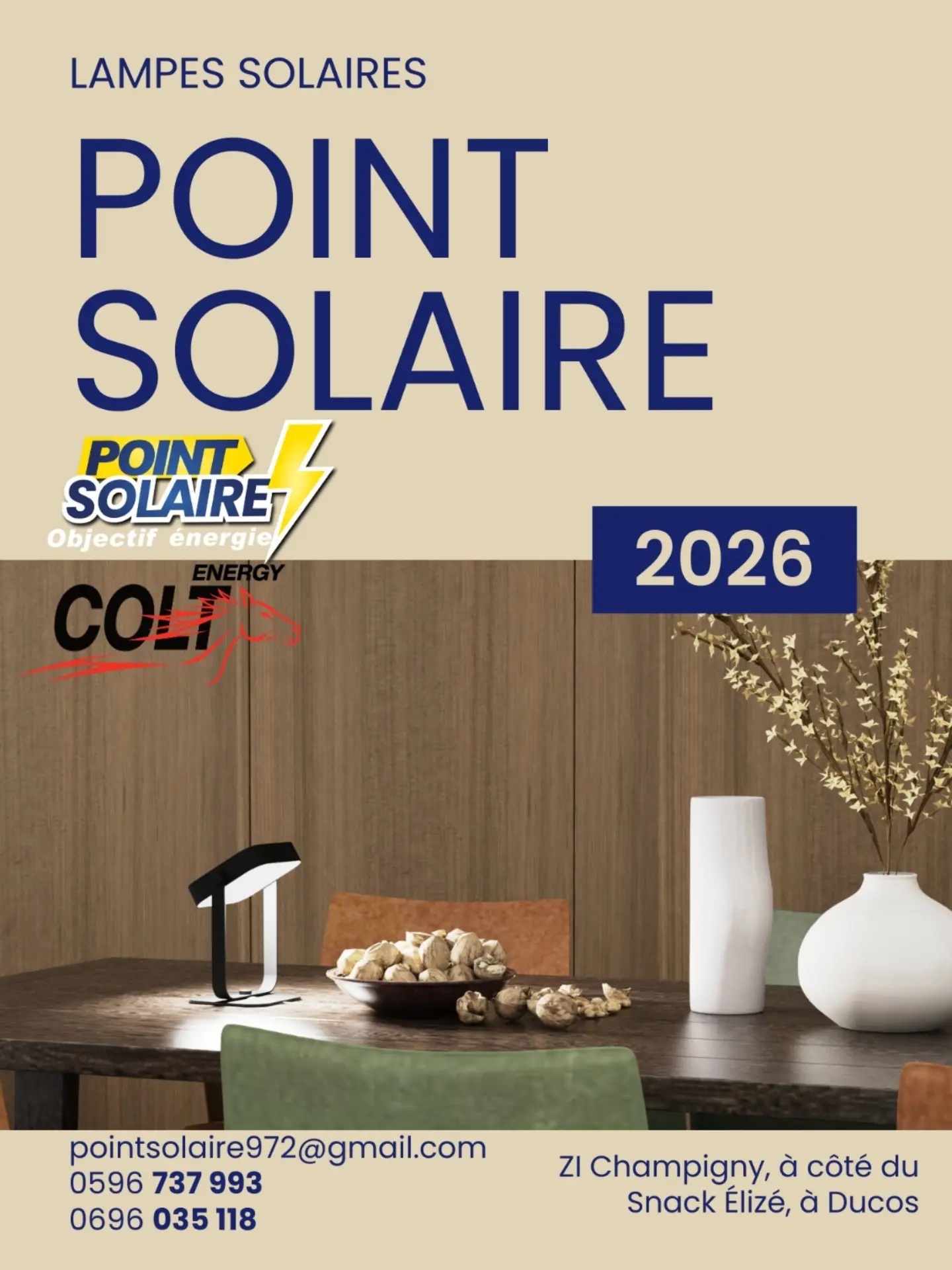 Point Solaire Martinique Facebook ad: Les lampes solaires vous attendent chez Point Solaire!