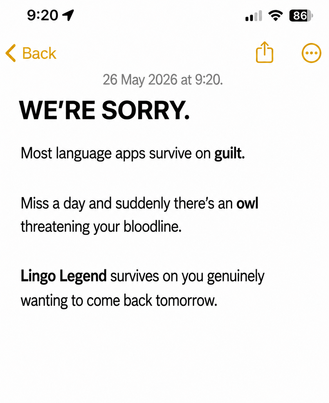 Lingo Legend Facebook ad