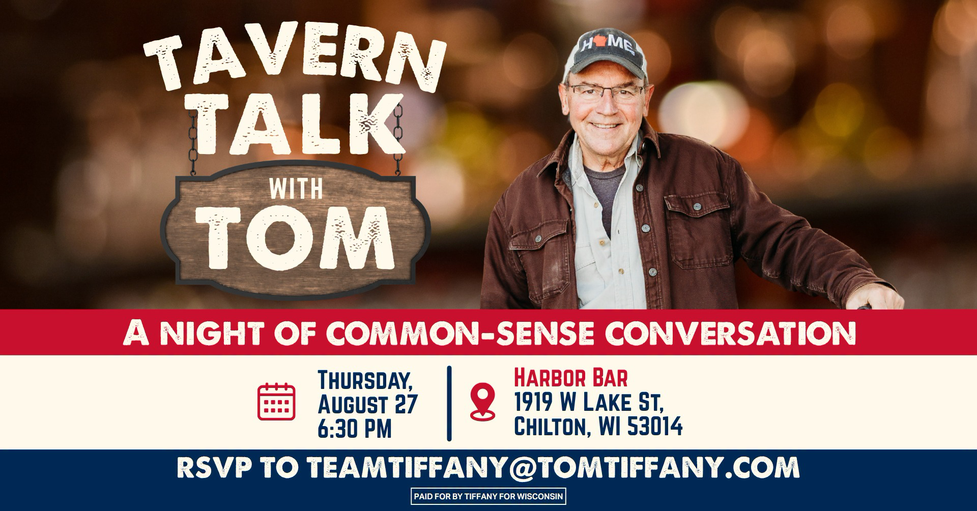 Tom Tiffany Facebook ad: Chilton Tavern Talk with Tom Tiffany