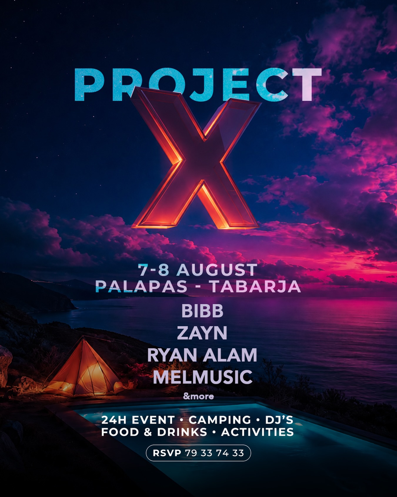 Projectxleb Facebook ad: Welcome to Project X, Where summer never sleeps.