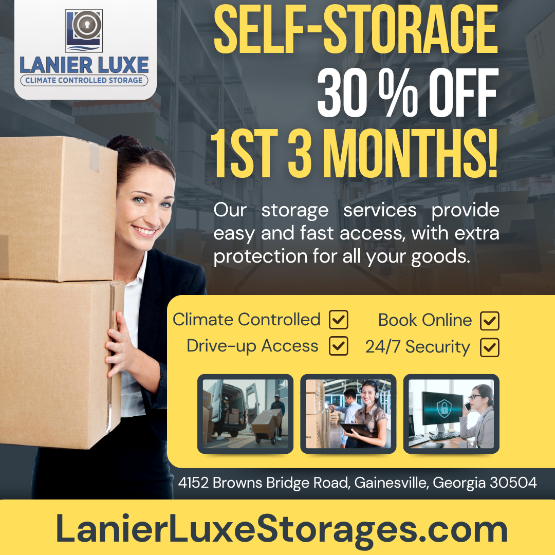 Lanier Luxe Storage Facebook ad: 30% Off Your First 3 Months!