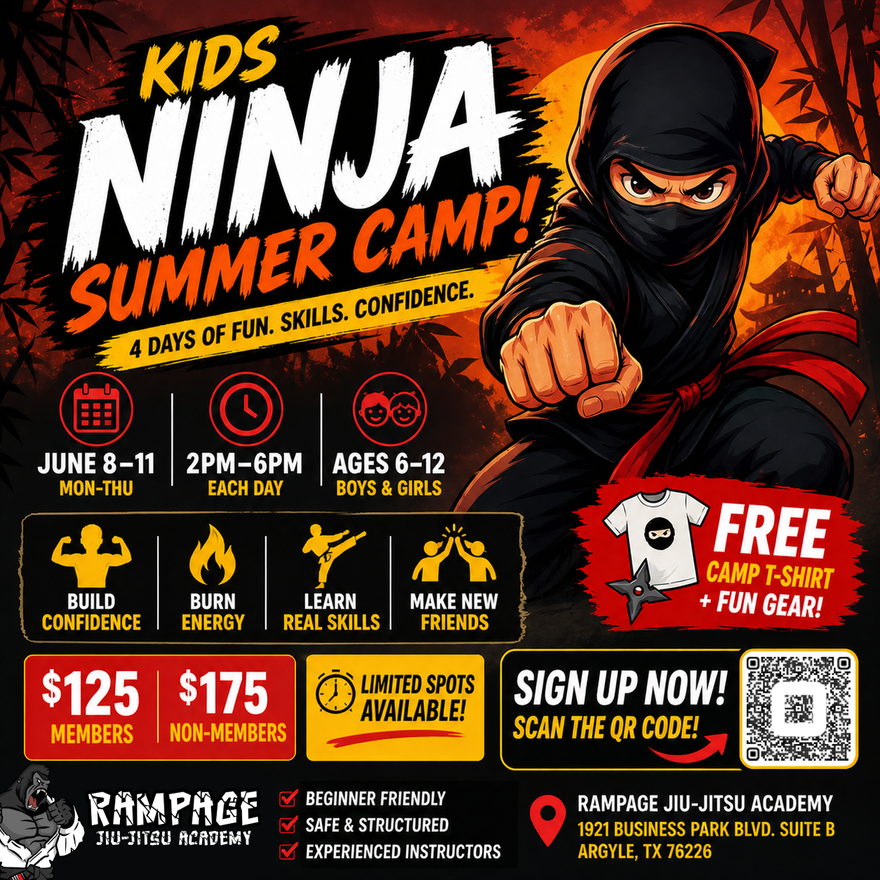 Rampage Jiu-Jitsu Academy Facebook ad from May 5, 2026