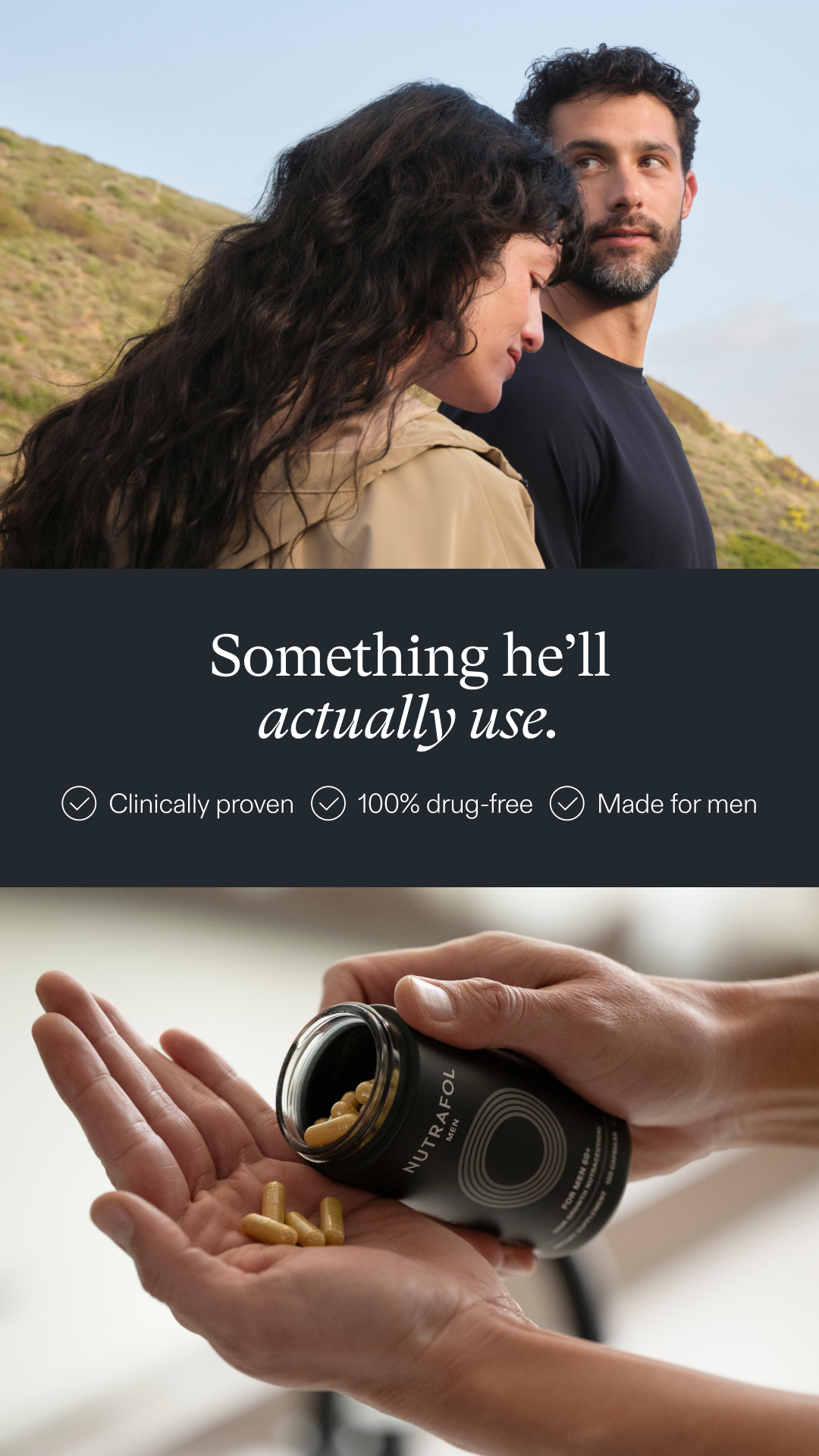 Nutrafol Men Facebook ad: He'll Actually Use This