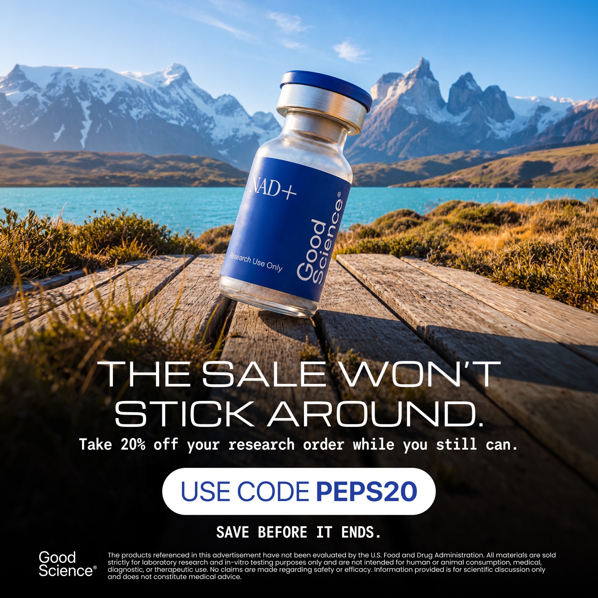 Good science Bio Facebook ad: 20% Off Your Order, Limited Time | Use Code PEPS20