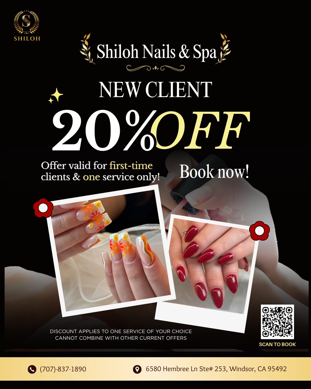Shiloh Nails & Spa Facebook ad: Enjoy 20% OFF one service | https://shiloh.hayven.ai/