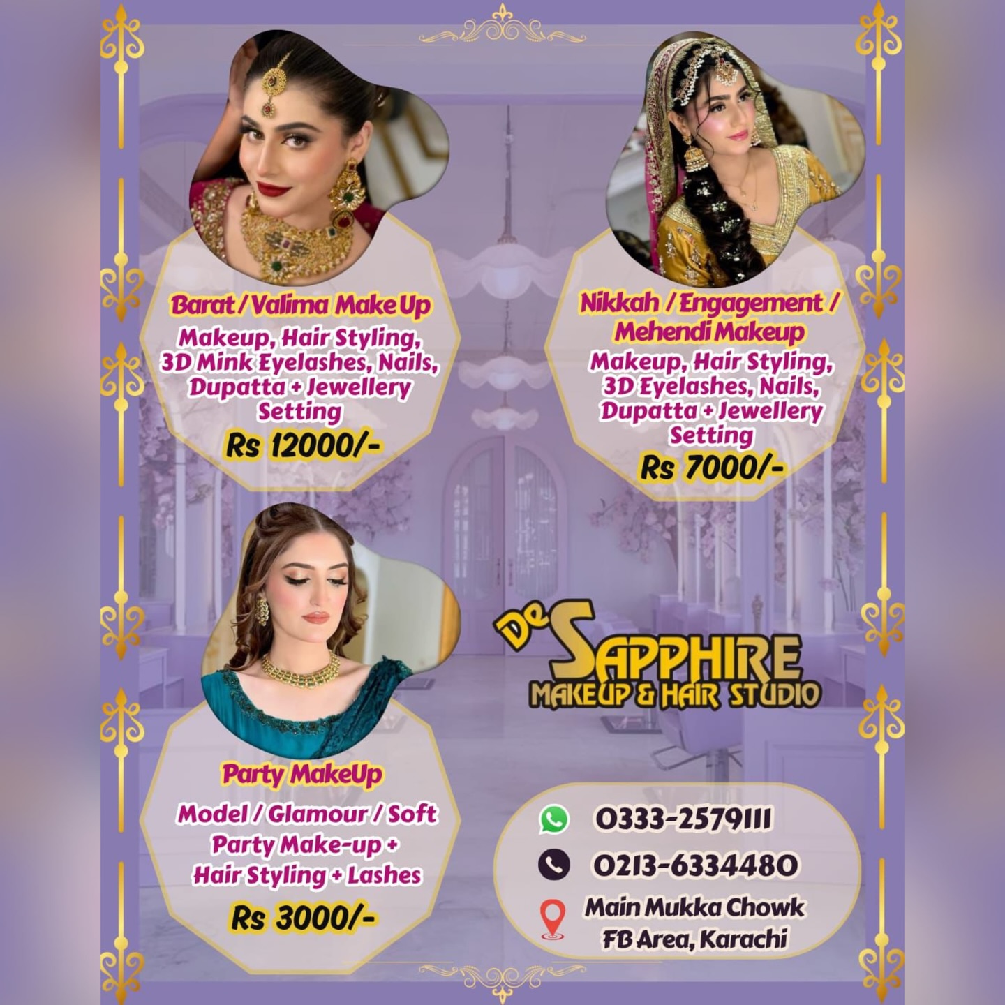 De Sapphire Makeup & Hair Studio Facebook ad: Self-Care Mode: Makeup, Skin Care & Hair Care…