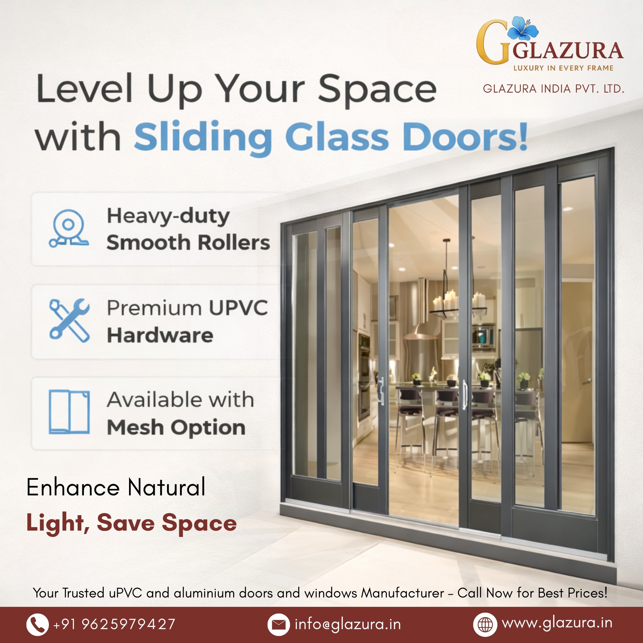 Glazura India Pvt. Ltd. Facebook ad: Still using outdated doors & windows for your…