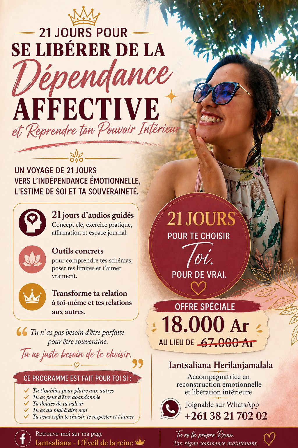 Iantsaliana - L'éveil de la Reine Facebook ad: Et si, pendant 21 jours, tu décidais enfin…
