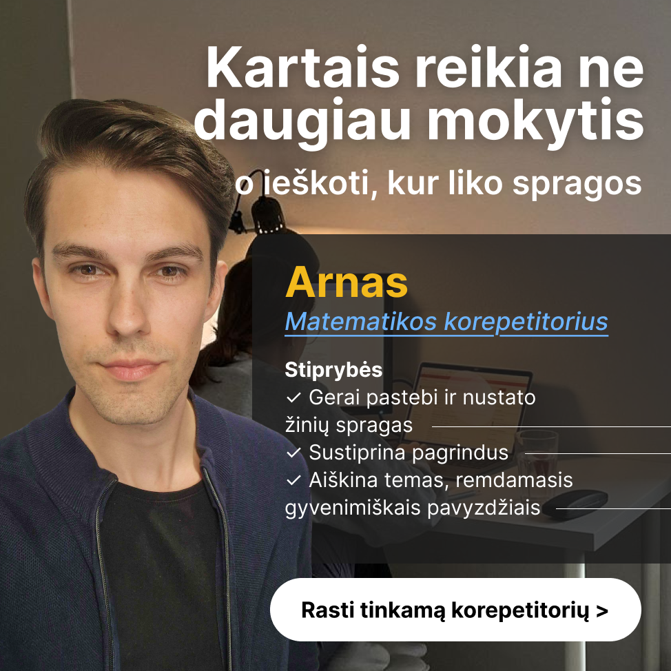 Matematikos korepetitorius Arnas Facebook ad: Išankstinė registracija