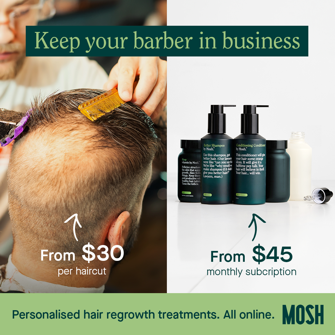 Mosh Facebook ad: Personalised Hair Loss Treatments
