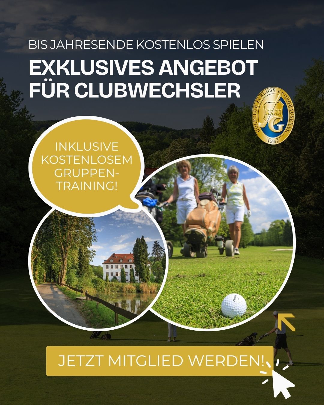 Golfclub Schloss Georghausen Facebook ad: 2027 Mitglied werden, 2026 kostenfrei spielen!